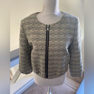 Black and White textured zip jacket-M